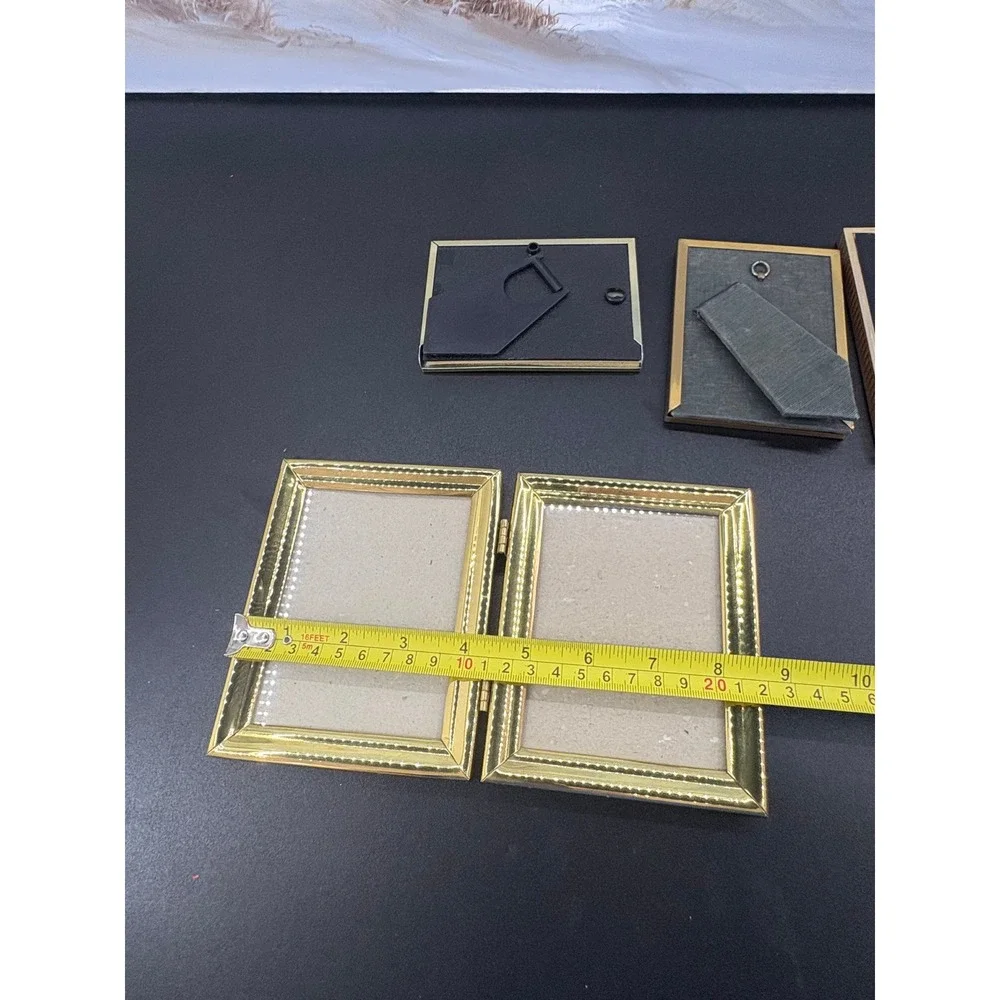 Vintage Gold Picture Frame Lot Michaels 4x5 Double Hinge Tabletop Decor Set 5